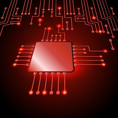 Drawing modern electronic circuit on blue backgroundのイラスト素材