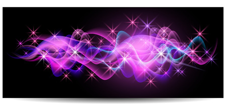 Magic glowing background with neon smoke, shining starsのイラスト素材