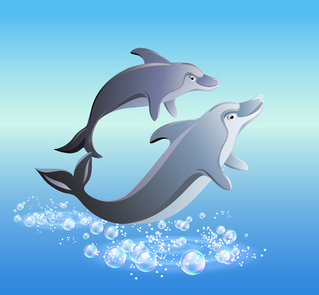Dolphins leaps from waterのイラスト素材
