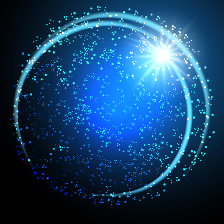 Sparkle background and glowing round frame with shiny starのイラスト素材