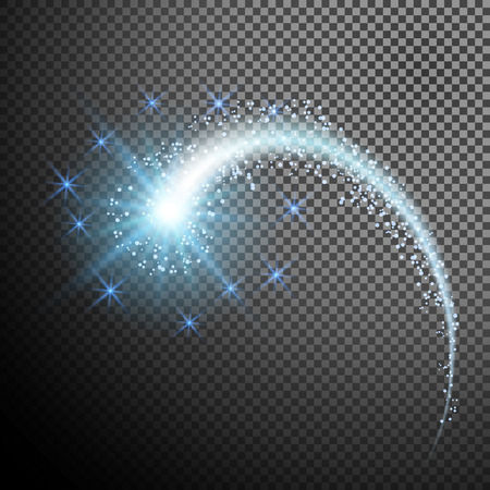 Glowing star comet as design element isolated on special translucent or transparent backgroundのイラスト素材