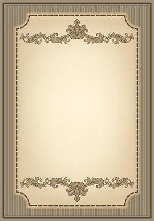 Vintage ornament frame and decorative border in retro style. Design title page diploma or booklet with antique engraving.のイラスト素材