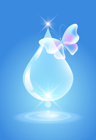 Water drop and  butterfly. Symbol of clean water.のイラスト素材