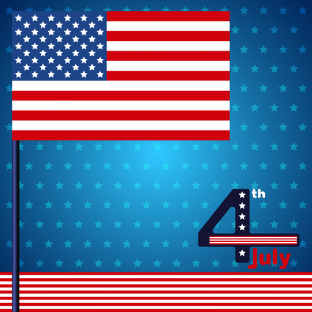 Design card or poster for American celebration Independence day 4th of July with flagsのイラスト素材