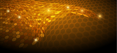 Glowing background with hexagon pattern surface. Network connection. のイラスト素材