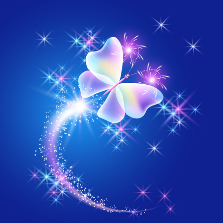 Transparent butterfly with glowing stars のイラスト素材