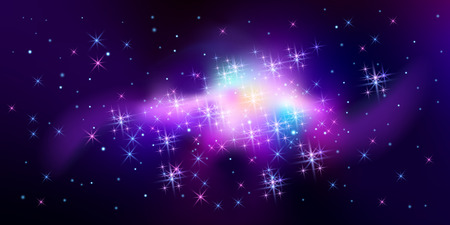 Stellar space background with dark nebula and magical galactic stars in night skyのイラスト素材