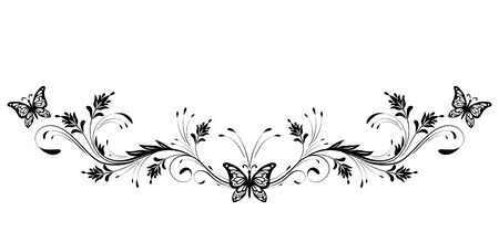 Vintage floral ornament and butterfly for greeting card isolated on white background
のイラスト素材