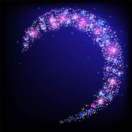 Glowing magic ornament. Fantasy salute and shining firework with sparkle dust stars.のイラスト素材