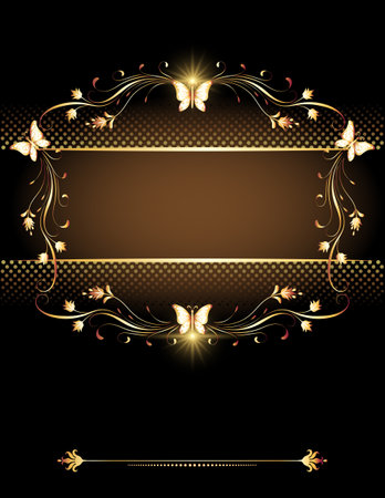 Luxurious background with vintage golden ornament for invitation card, booklet or stylization cover with place for text. Antique book cover.のイラスト素材