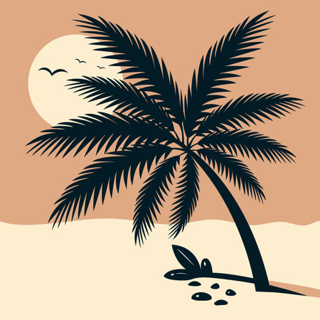 palm silhouette minimalistic flat vector illustrationのイラスト素材