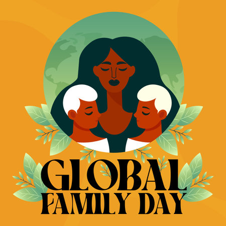 global family day poster design flat vector illustrationのイラスト素材
