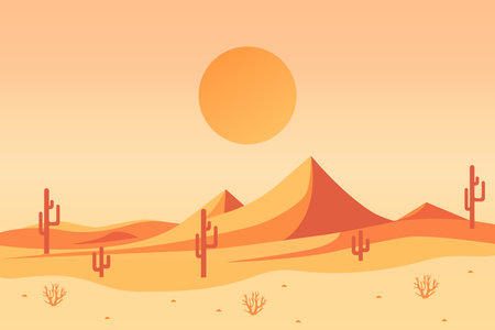 minimalistic illustration of desert flat vectorのイラスト素材
