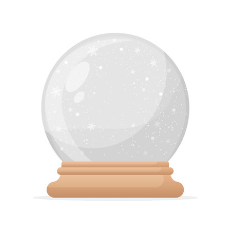 empty snow globe on a stand isolated on white background flat illustrationのイラスト素材