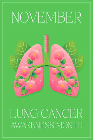 lung cancer warning month november poster design flat illustrationのイラスト素材