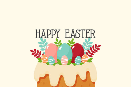 Happy Easter minimalistic wallpaper with easter cake flat vector illustrationのイラスト素材