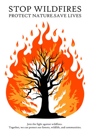 stop wildfire minimalistic flat poster design vector illustrationのイラスト素材