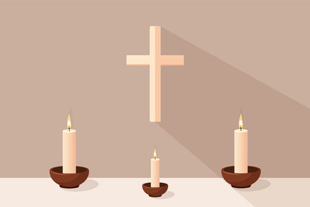 Lent A Time of Prayer and Light flat vector illustrationのイラスト素材