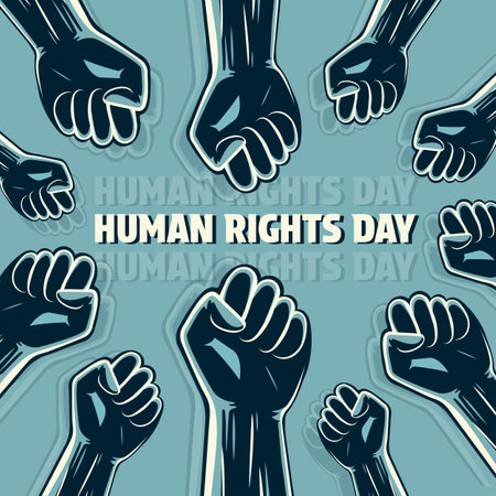 Human rights day flat poster designのイラスト素材