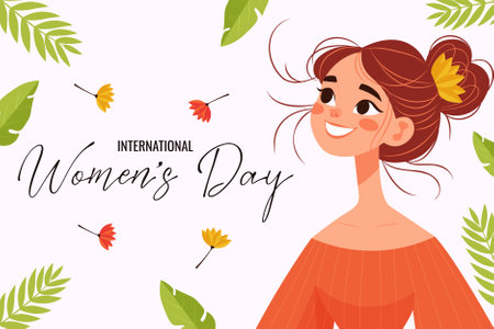 Happy International Womens Day flat vector illustrationのイラスト素材