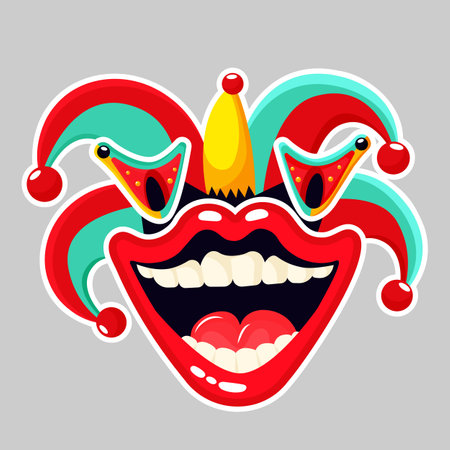 Mouth sticker with teeth for April Fools Day isolated flat vector illustrationのイラスト素材