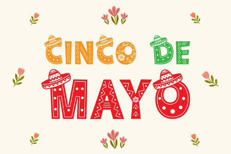Cinco de Mayo text illustration flat vectorのイラスト素材