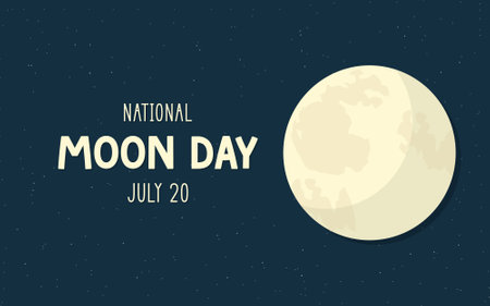 National Moon Day poster flat vector illustration.のイラスト素材