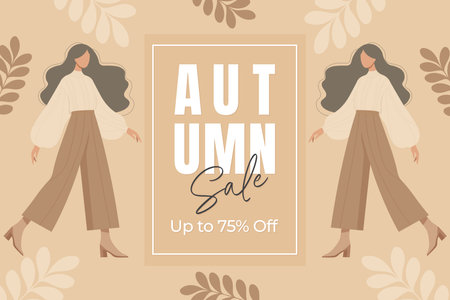 Autumn sale poster flat vector illustration.のイラスト素材