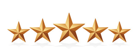 Five Star Rating Isolated on White Background Vector Illustration.のイラスト素材