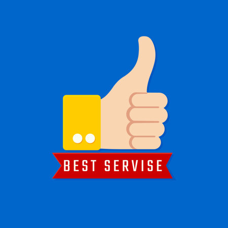 Thumbs up best service icon vector illustration.のイラスト素材