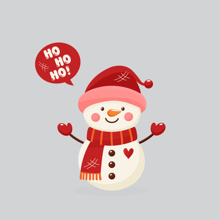Snowman Flat Style Vector Illustration Isolated.のイラスト素材