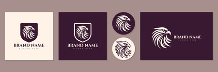 Eagle head mascot  set for security or sport brand identity vector illustration.のイラスト素材