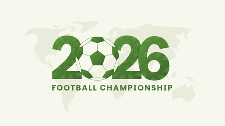 Football championship poster with grass texture numbers and ball vector illustration.