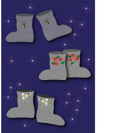 Hilarious image of embroidery boots for the design of clothes, posters, banners, congratulations.の写真素材