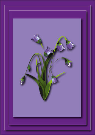 The image of forest bells in the frame for congratulations, invitations, banners, posters.の写真素材