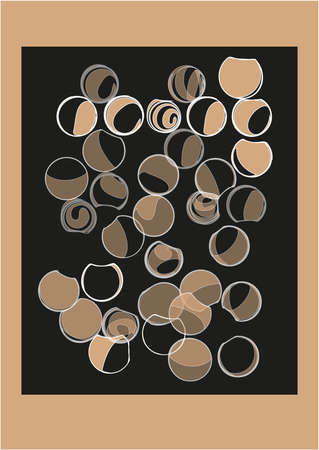 A variety of round shapes on a black and brown backgroundの写真素材
