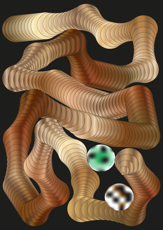 Brown futuristic creature with balls to design fantastic events, posters, banners.の写真素材