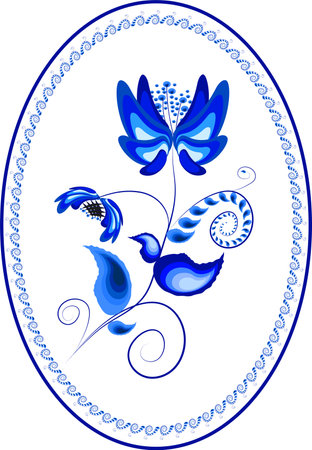 The frame, richly decorated with ornate stylized elements, made by the author's brushes.の写真素材