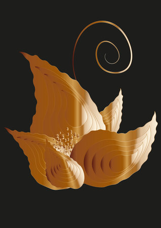 Abstract image using the author's brushes. Fabulous golden flower.の写真素材