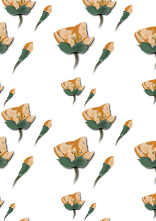 Pattern of delicate abstract flowers on a white background for design.の写真素材