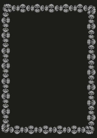 A black rectangle with an ornament of 3D figures of white.の写真素材