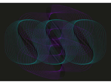 Green and purple and twisted smooth lines against a dark background.3Dの写真素材