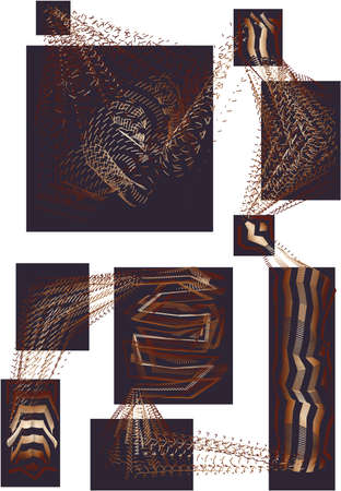 Abstract image of the art gallery with brown figures connected by curved lines with dotted.の写真素材