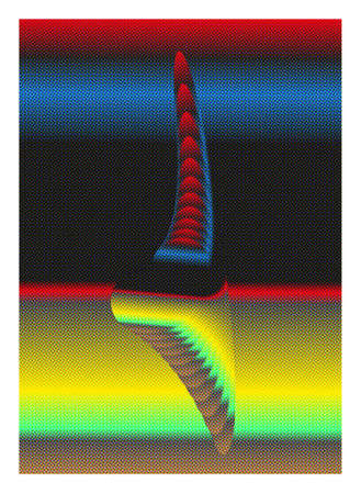 Futuristic pattern with the use of yellow, red, blue, beige, black gradients.の写真素材