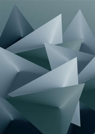 An abstract background of triangular shapes using a green gradient with the effect of shadows on...