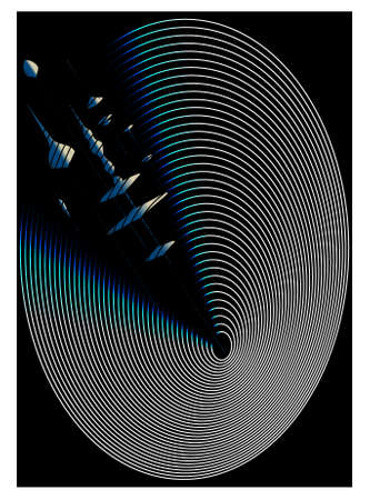 Abstract image of the splitting of force field lines with the output of unusual figures. It...