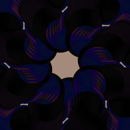 Abstract image of a flower with blue petals on a beige background. 3d.