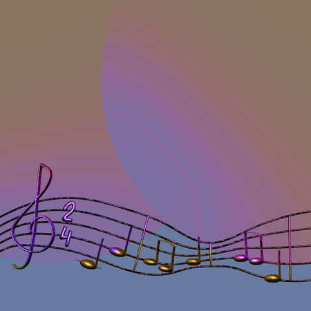 The authors melody is written on the sheet music.Gradient background. 3d.の写真素材