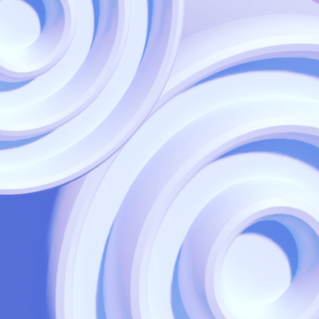Three-dimensional round whitish-pink elements on a blue background for 3d design.の写真素材