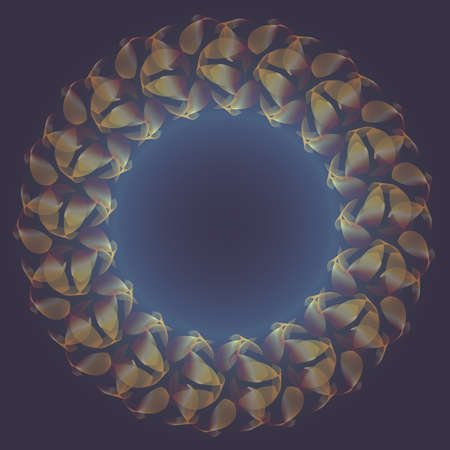 A circle made by the author's brush with many translucent petals, on a dark purple background.3d.の写真素材